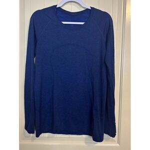 Lululemon Long Sleeve Shirt Running Thumbholes blue Womens Sz 12 GUC
